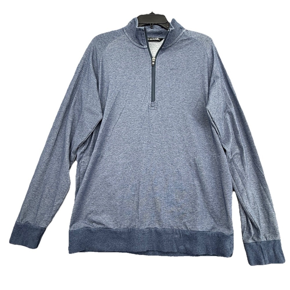 Travis Mathew Mens Medium Blue‎ Cotton Blend 1/4 Zip Golf Sweater